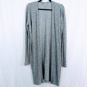 Gap Gray & White Ribbed Long Cardigan Sweater Size XS